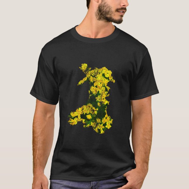 T-shirt Pays de Galles, Saint-Davides, Daffodique Grunge (Devant)