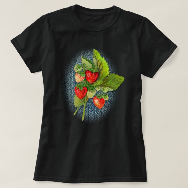 T-shirt Pays Denim et fraises (Design devant)