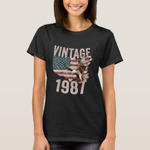 T-shirt Pays Drapeau américain d'aigle à tête blanche vint