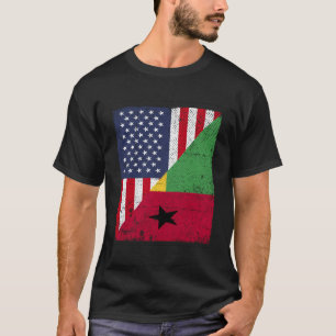 T-shirt Pays Drapeau Design - Moitié Usa Half Guinea Bissa