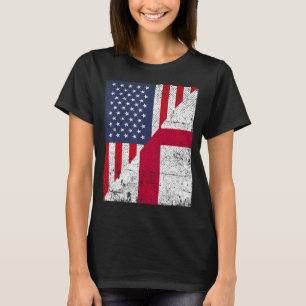 T-shirt Pays Drapeau Design moitié USA moitié Angleterre