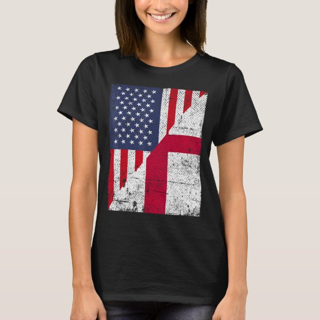 T-shirt Pays Drapeau Design moitié USA moitié Angleterre (Devant)
