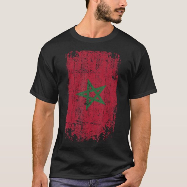 T-shirt Pays Drapeau Souvenir Grunge Drapeau Maroc (Devant)
