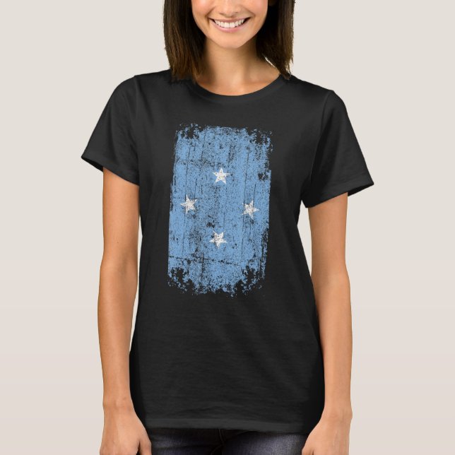 T-shirt Pays Drapeau Souvenir Grunge Drapeau Micronésie (Devant)