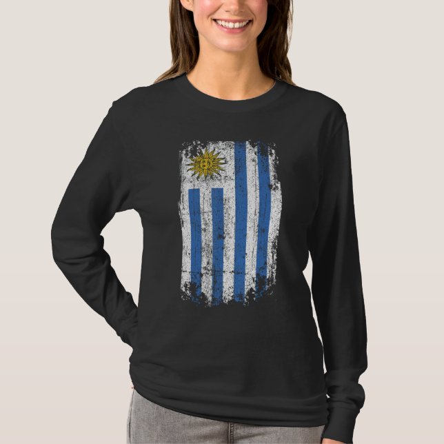 T-shirt Pays Drapeau Souvenir Grunge Drapeau Uruguay (Devant)