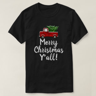 T-shirt Pays drôle rouge de Yall de Joyeux Noël d'arbre de
