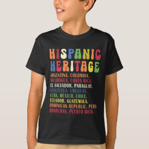 T-shirt Pays du Mois du patrimoine hispanique Les noms