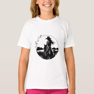 T-shirt Pays Élégante Cheval Cowgirl Western Equestrio