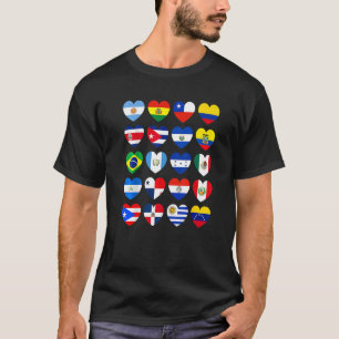 T-shirt Pays Latine Drapeau Coeur Chemise Hispanique Hérit