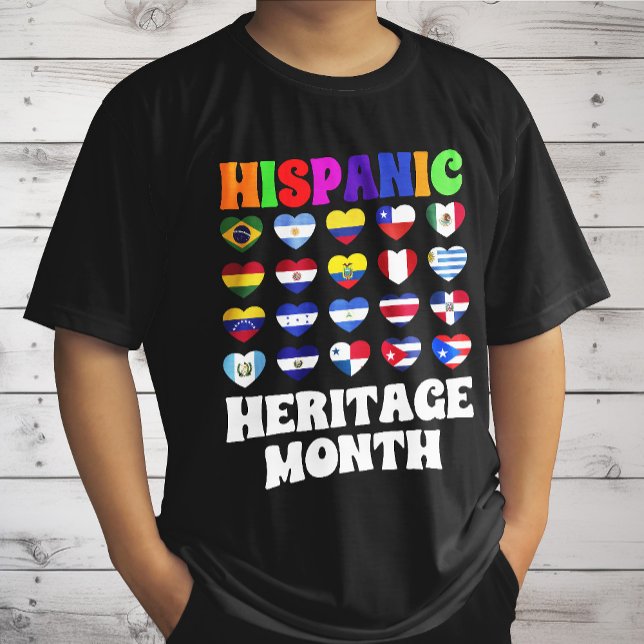 T-shirt Pays Latino Drapeaux Coeur, Bonne Fête (Créateur téléchargé)