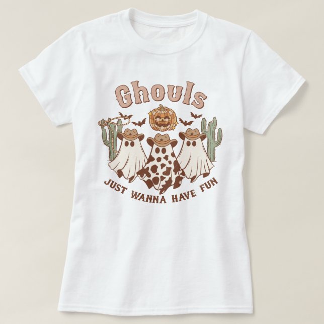 T-shirt Pays Occidental Cowgirl Ghouls Drôle Halloween (Design devant)