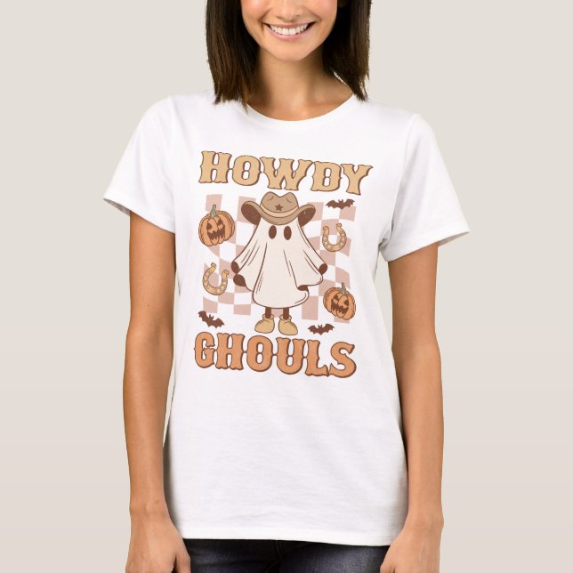 T-shirt Pays Occidental Cowgirl Howdy Ghouls Halloween (Devant)