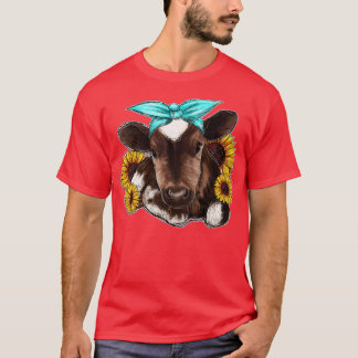T-shirt Pays Occidental Vache de vache avec Sunflower Vach