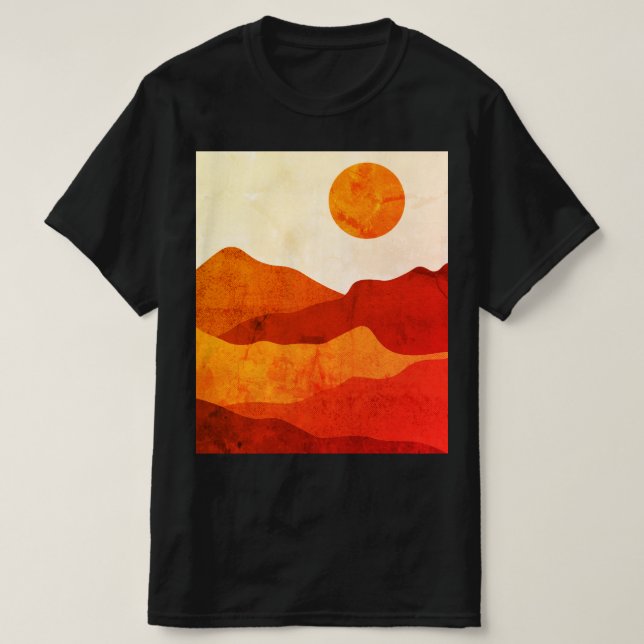 T-shirt Paysage Abstrait Bohème Chaud Désert Montagnes  (Design devant)