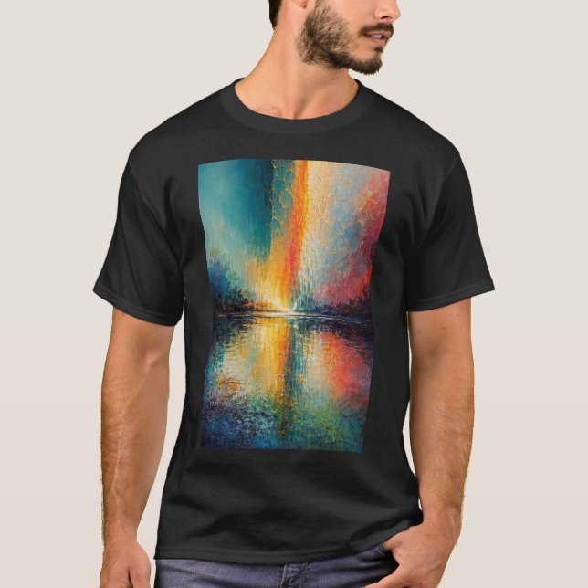 T-shirt Paysage Abstrait Coloré Réflexion Murale (Devant)