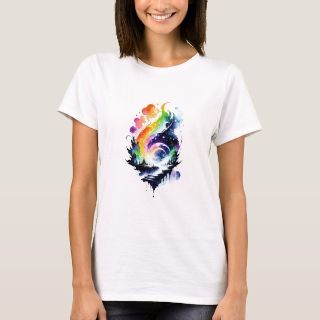 T-shirt Paysage Abstrait de l'Imaginaire d'aquarelle arc-e (Devant)