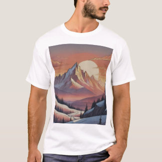 T-shirt Paysage artistique majestueux de montagne enneigée
