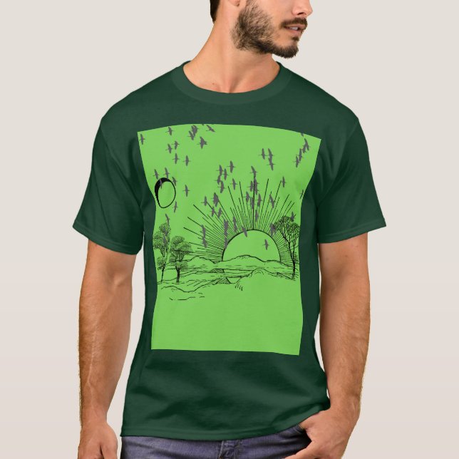 T-SHIRT PAYSAGE AU LEVÉ DU SOLEIL (Devant)