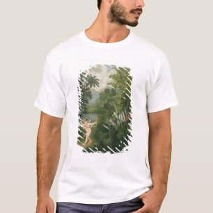 T-shirt Paysage avec Cupid pointant une flèche vers un per