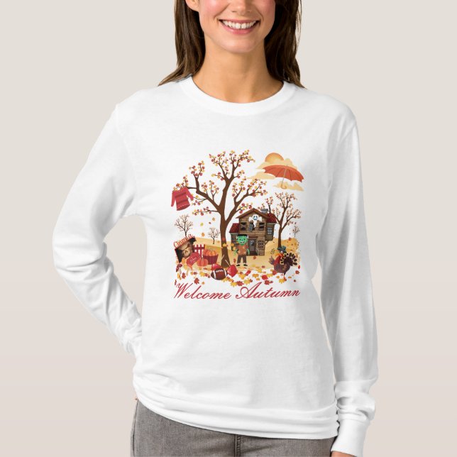 T-shirt Paysage bienvenu d'automne d'automne (Devant)