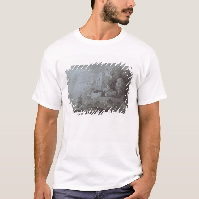 T-shirt Paysage boisé de Thomas Gainsborough | avec Herdsm (Devant)