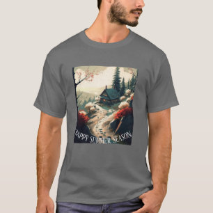T-shirt Paysage Cabine de la montagne Serene saison estiva