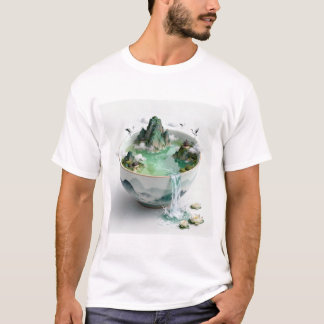 T-shirt Paysage chinois tendance dans un bol | Vert serein
