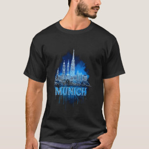 T-shirt Paysage coloré de Munich à l'aquarelle München Bav