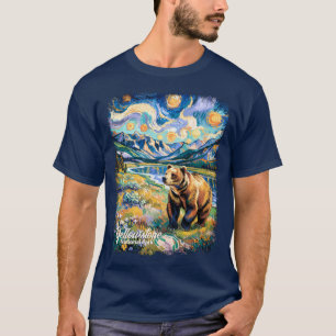 T-shirt Paysage Coloré de Yellowstone Ours Animal Vintage