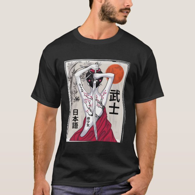 T-shirt Paysage culturel japonais Samurai Sakura Cherry (Devant)
