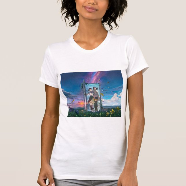 T-Shirt paysage d'anime ciel étoilé coucher de sol (Devant)