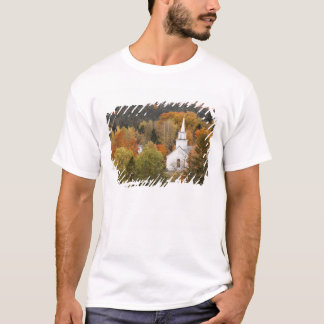 T-shirt Paysage d'automne avec église, Vermont, États-Unis