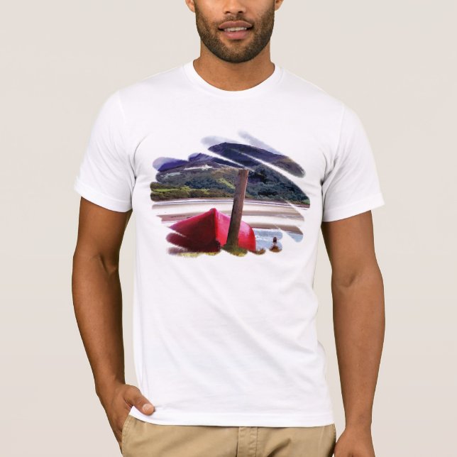 T-SHIRT PAYSAGE DE BATEAU ET DE MONTAGNE (Devant)