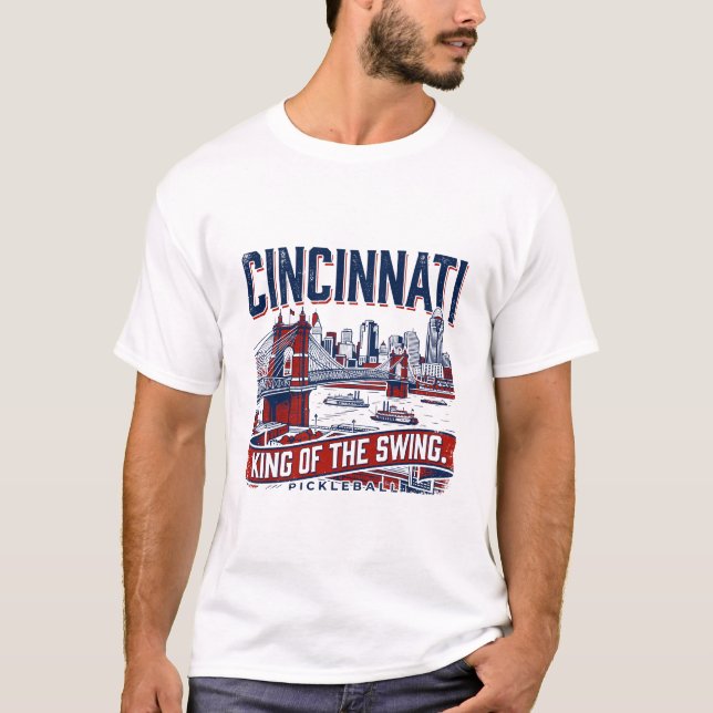 T-shirt Paysage de Cincinnati Ohio avec scène de picklebal (Devant)