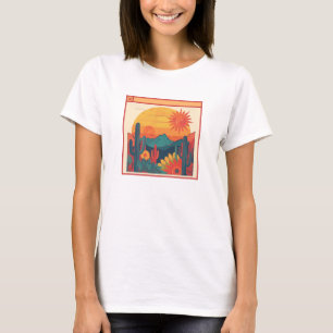 T-shirt Paysage de coucher de soleil de style bohème fanta