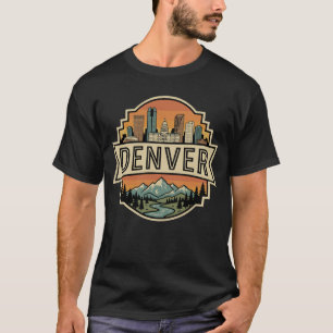 T-shirt Paysage de Denver Colorado Badge de Voyage Vintage