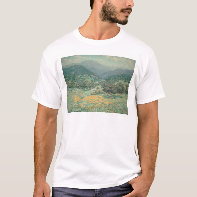 T-shirt Paysage de la Californie avec les pavots (1213) (Devant)