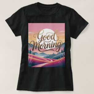 T-shirt Paysage de la calligraphie du matin des femmes noi
