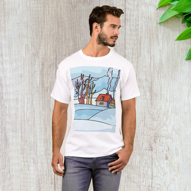 T-shirt Paysage de la maison d'hiver (Créateur téléchargé)