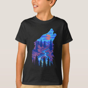 T-shirt Paysage de la rivière Silhouette dans la forêt du 