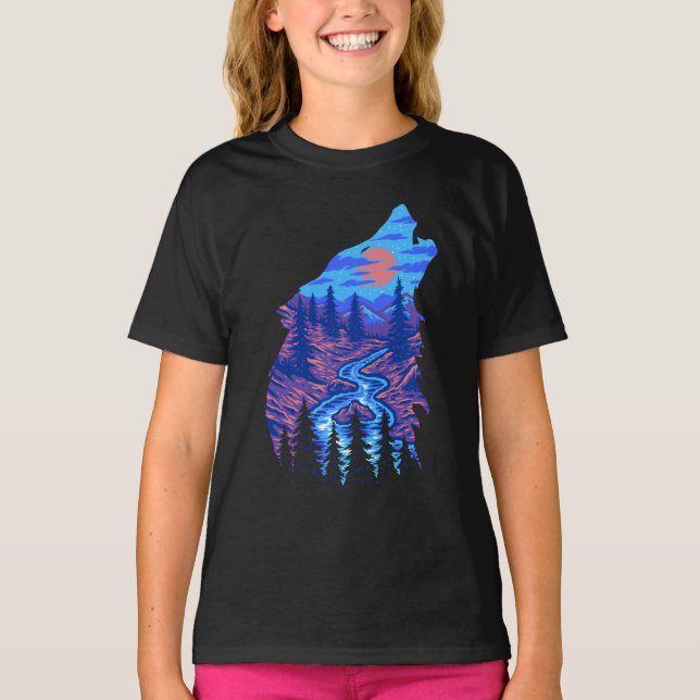 T-shirt Paysage de la rivière Silhouette dans la forêt du  (Devant)