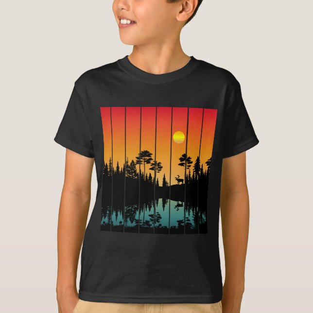 T-shirt Paysage de lever de soleil forêt coucher de soleil (Devant)