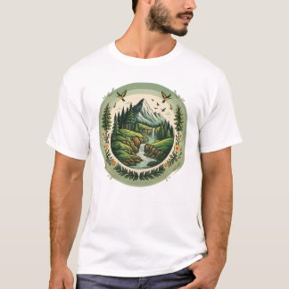T-shirt Paysage de montagne de la nature vintage