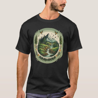 T-shirt Paysage de montagne de la nature vintage