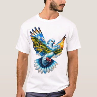 T-shirt Paysage de montagne oiseau majestueux de la nature