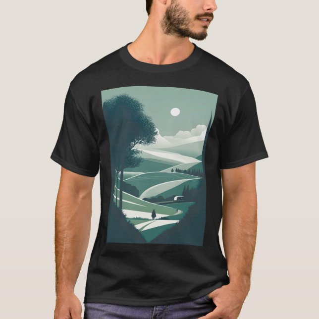 T-shirt Paysage de nature minimaliste (Devant)