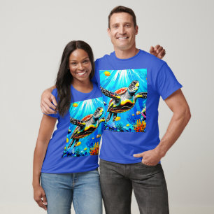 T-shirt Paysage de rêve de tortue marine vibrant