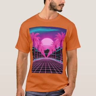 T-shirt Paysage de rêve néon RétroFuturiste Synthwave Couc