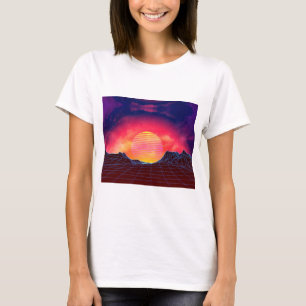 T-shirt Paysage de Vaporwave avec des roches