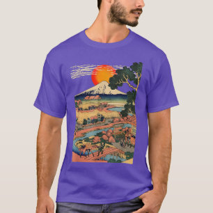 T-shirt Paysage d'Edo Japon, Coucher de soleil sur le mont